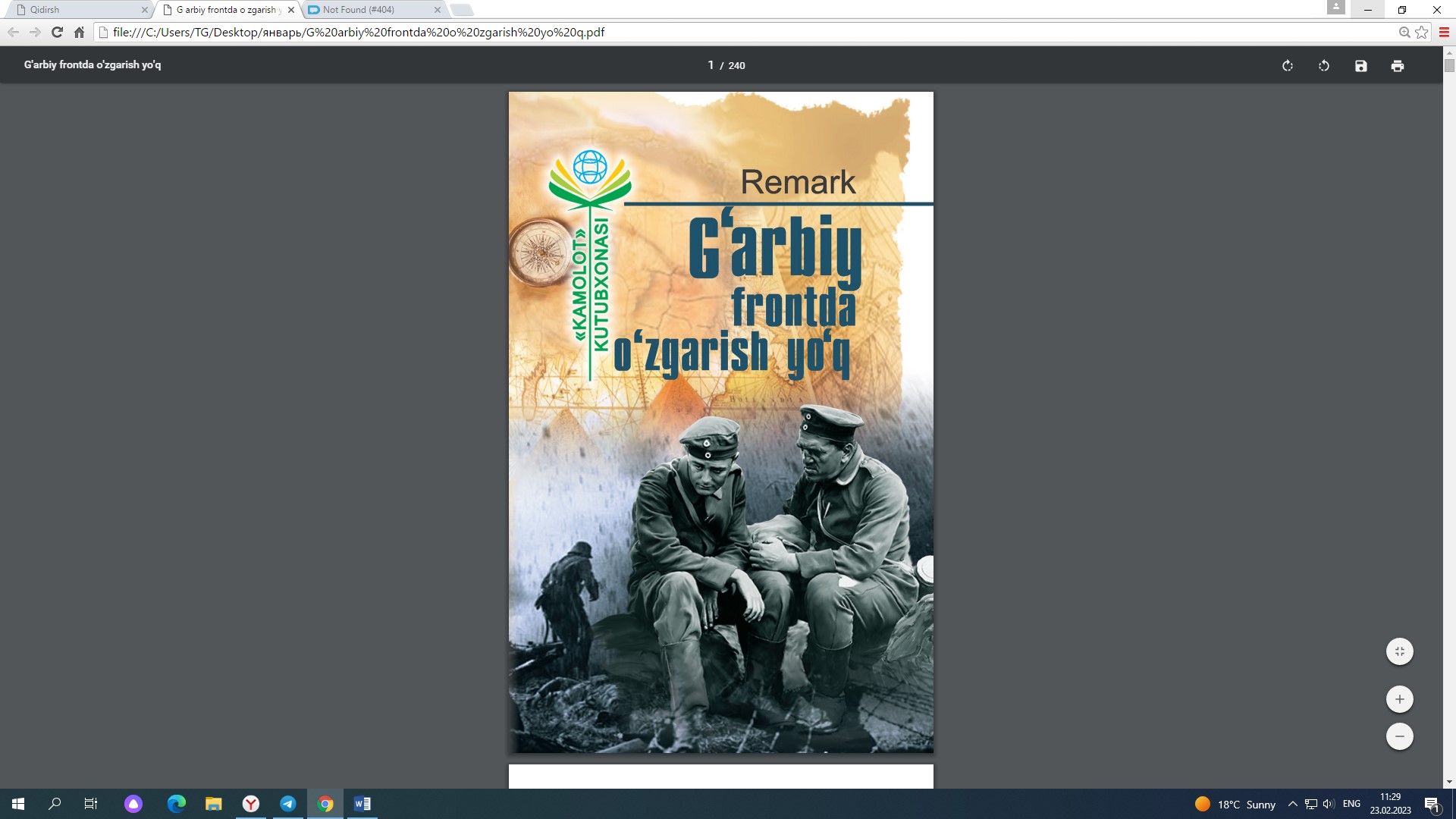 G`arbiy frontda o`zgarish yo`q