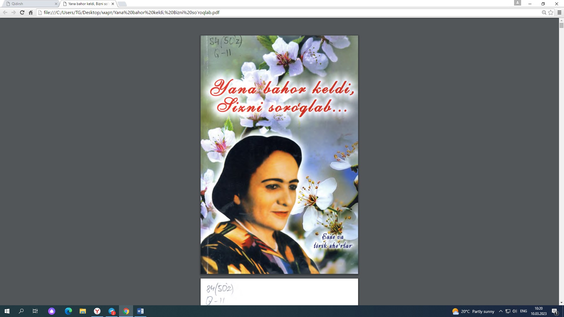 Yana bahor keldi Sizni so`roqlab...