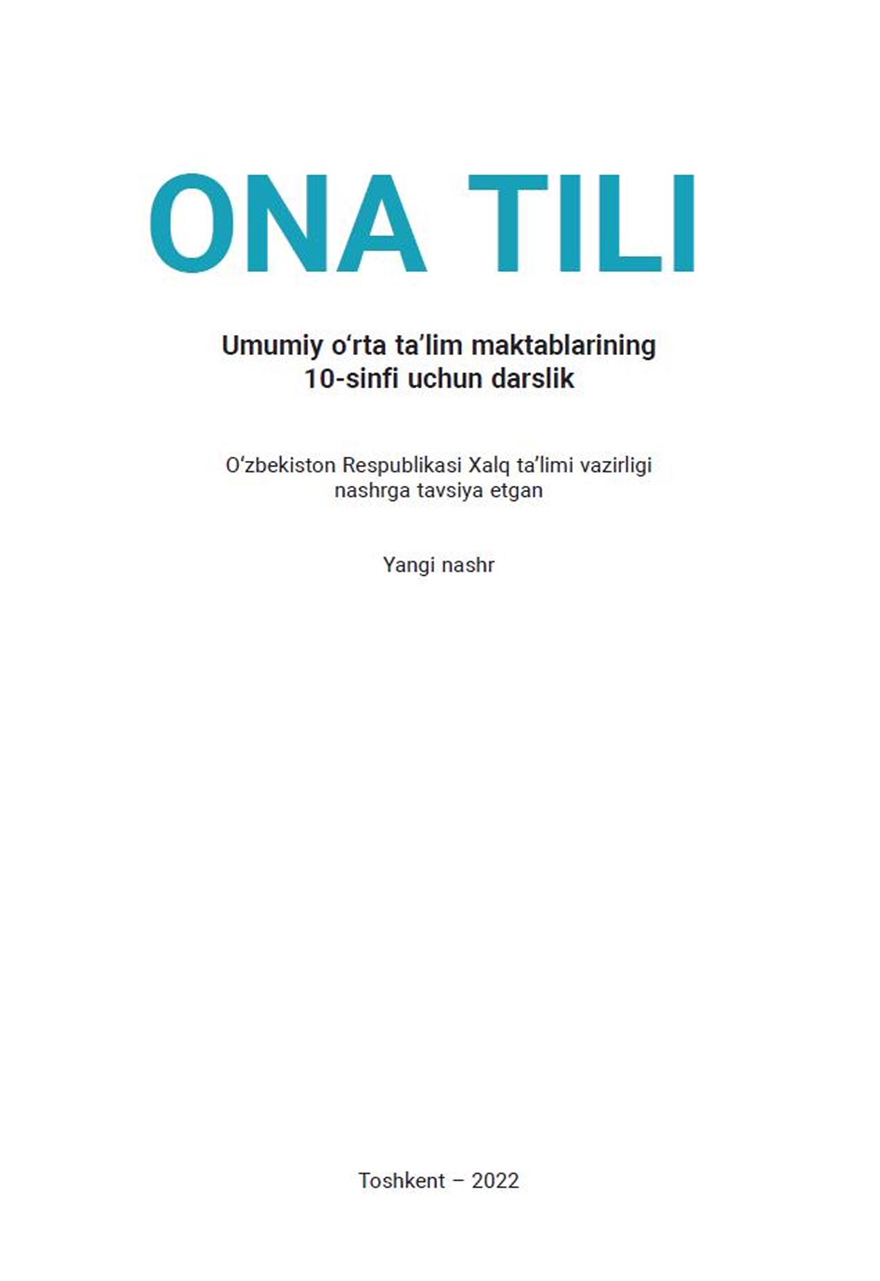Ona tili 10 sinf