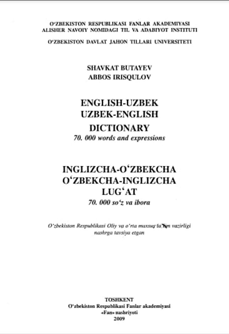 Inglizcha-o'zbekcha O'zbekcha-inglizcha lug'at