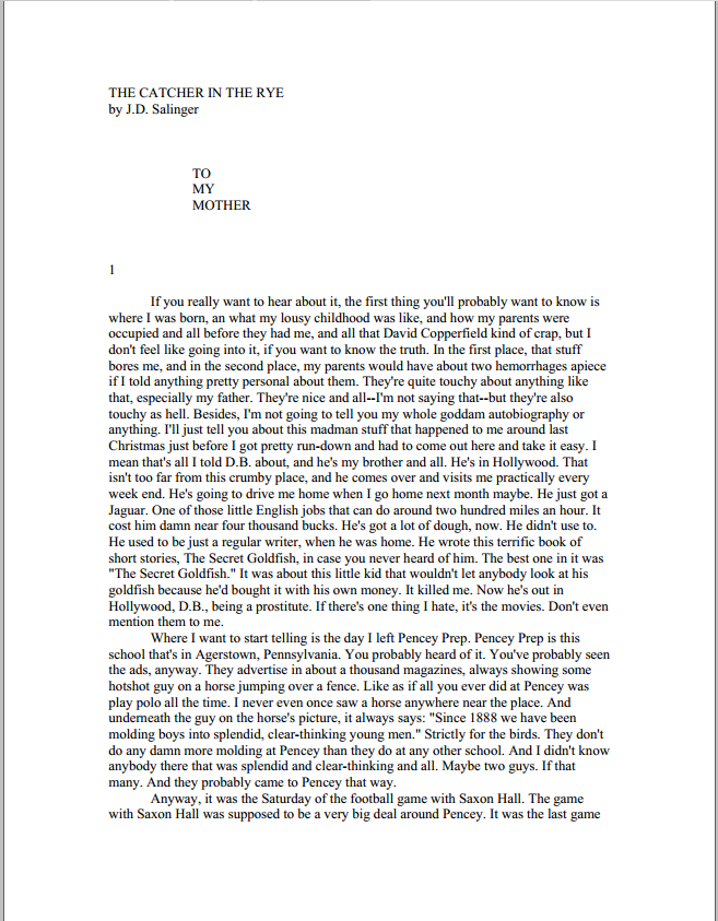 THE CATCHER IN THE RYE