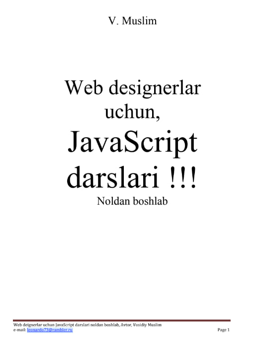Web designerlar  uchun,  JavaScript darslari !!!
