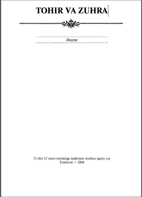 TOHIR VA ZUHRA